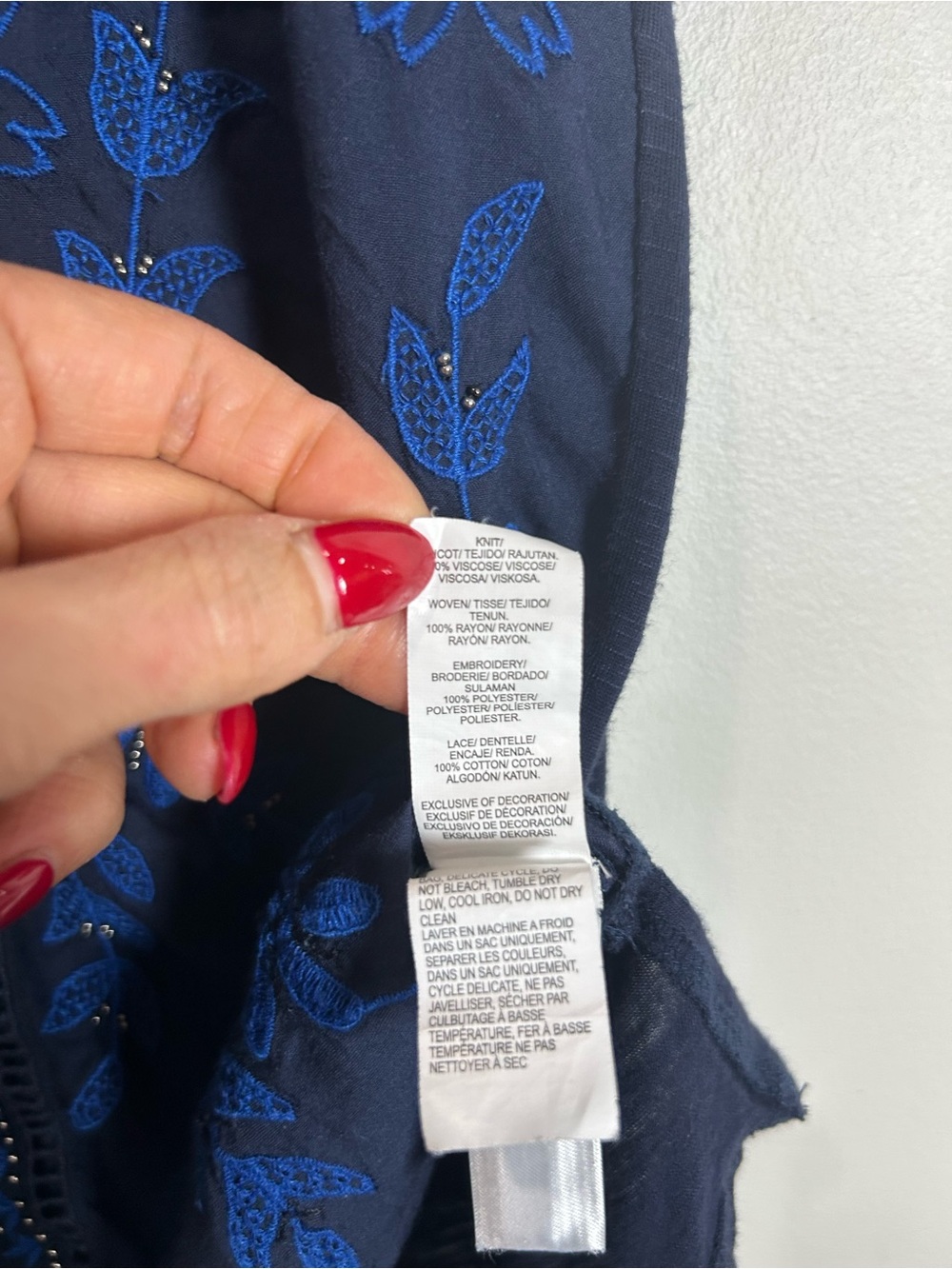 Lucky Brand Top Embroidered Beaded Boho Floral Tank Top Women M Blue Festival - Picture 8 of 11